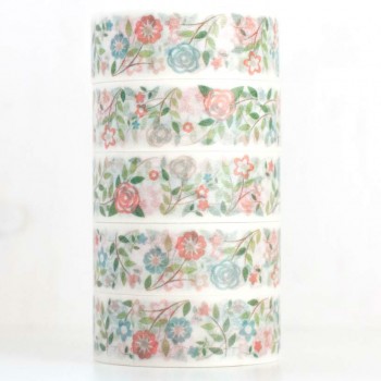 Washi Tape Pink and Blue Flowers