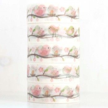 Washi Tape Green and Pink Birds