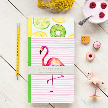Set de 2 cuadernos Tropical Flamingo